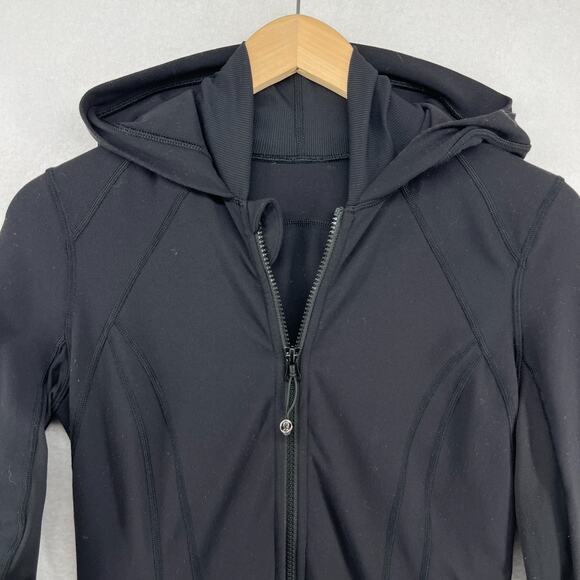 LULULEMON Jacket Womens 6 Daily Practice Midlayer Hooded Yoga Full Zip Black - Picture 3 of 13